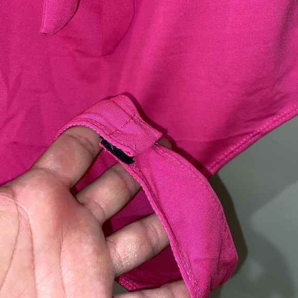 Bodysuit pink barbiecore large stretch ruffled adjustable straps NEW - Picture 4 of 7